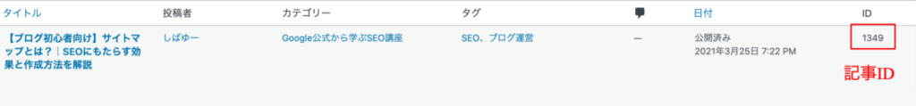 記事IDを確認する